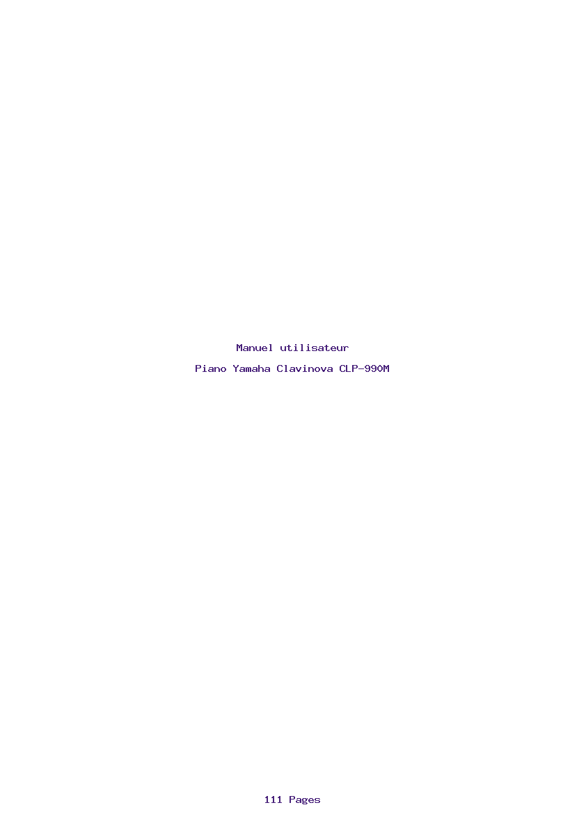 Page 1 de la notice Manuel utilisateur Yamaha Clavinova CLP-990M