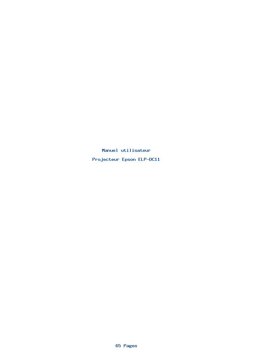 Page 1 de la notice Manuel utilisateur Epson ELP-DC11