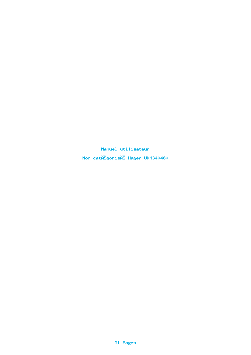 Page 1 de la notice Manuel utilisateur Hager UKM340480