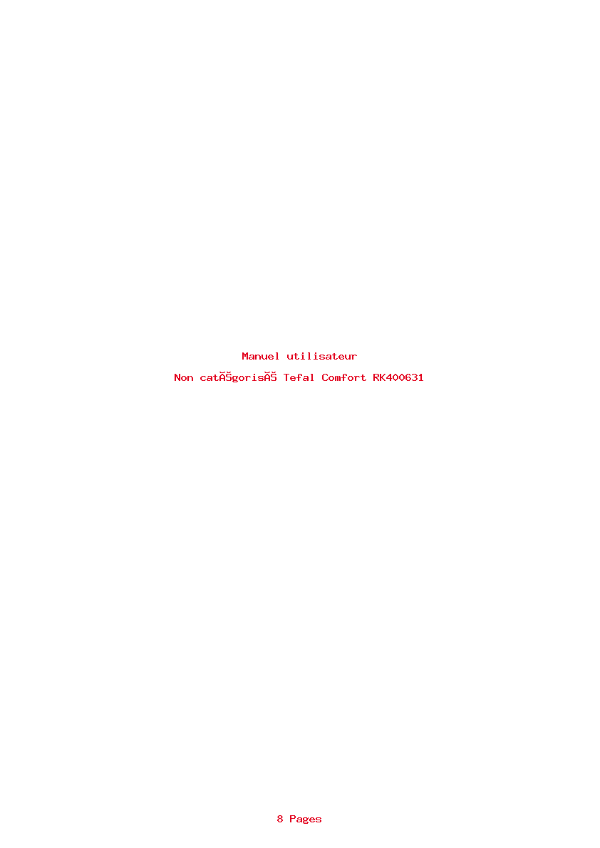 Page 1 de la notice Manuel utilisateur Tefal Comfort RK400631