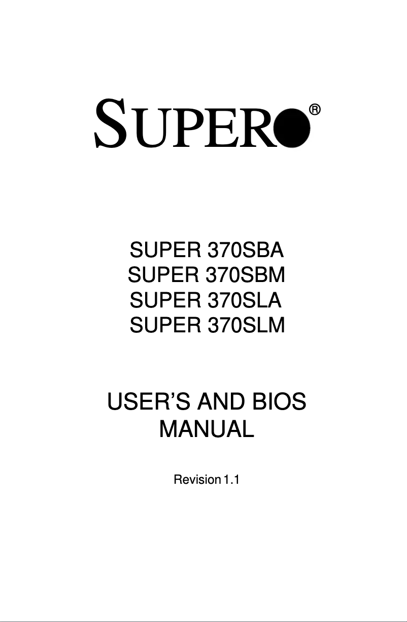 Page 1 de la notice Manuel utilisateur Supermicro 370SLA
