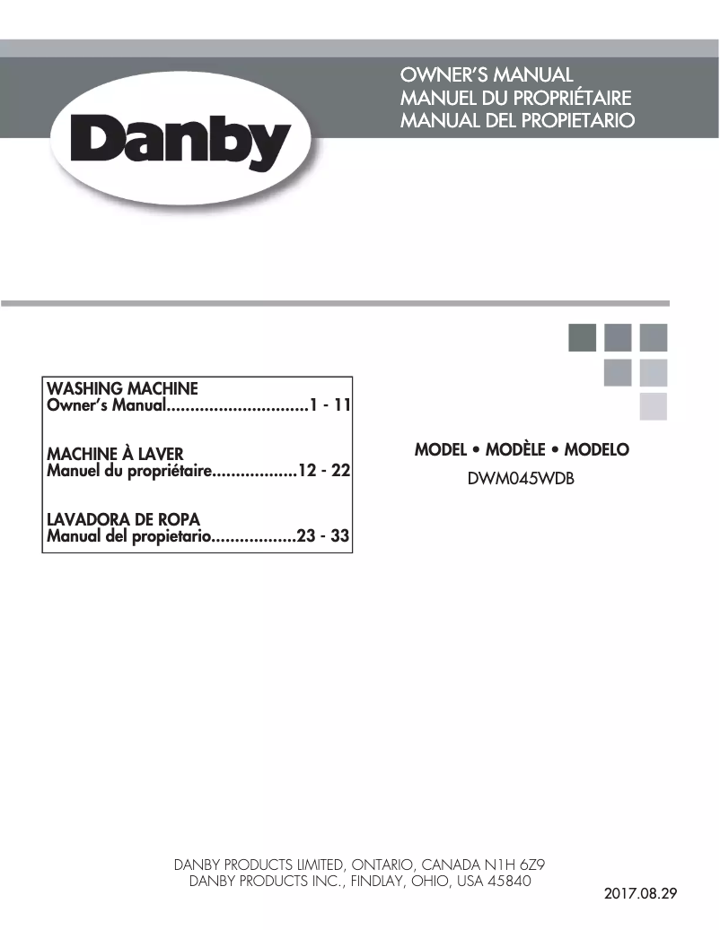 Page 1 de la notice Manuel utilisateur Danby DWM045DB