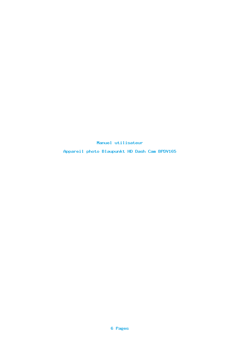 Page 1 de la notice Manuel utilisateur Blaupunkt HD Dash Cam BPDV165