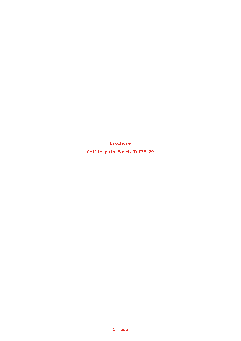Page 1 de la notice Brochure Bosch TAT3P420