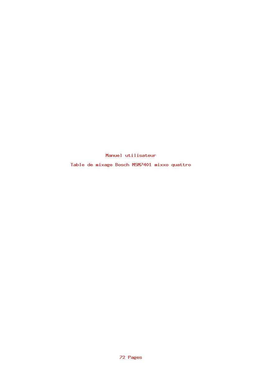Page 1 de la notice Manuel utilisateur Bosch MSM7401 mixxo quattro