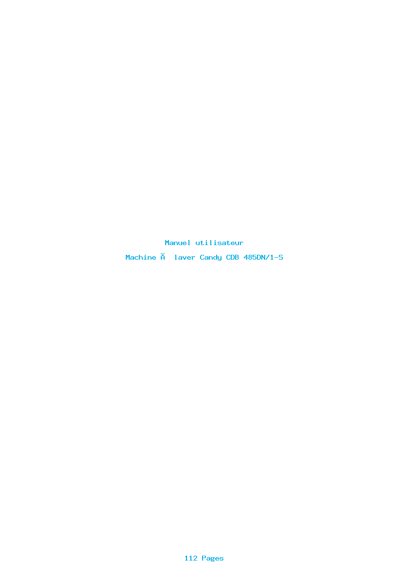 Page 1 de la notice Manuel utilisateur Candy CDB 485DN/1-S