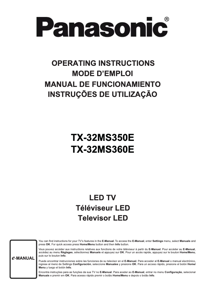 Page 1 de la notice Manuel utilisateur Panasonic TX-32MS350E