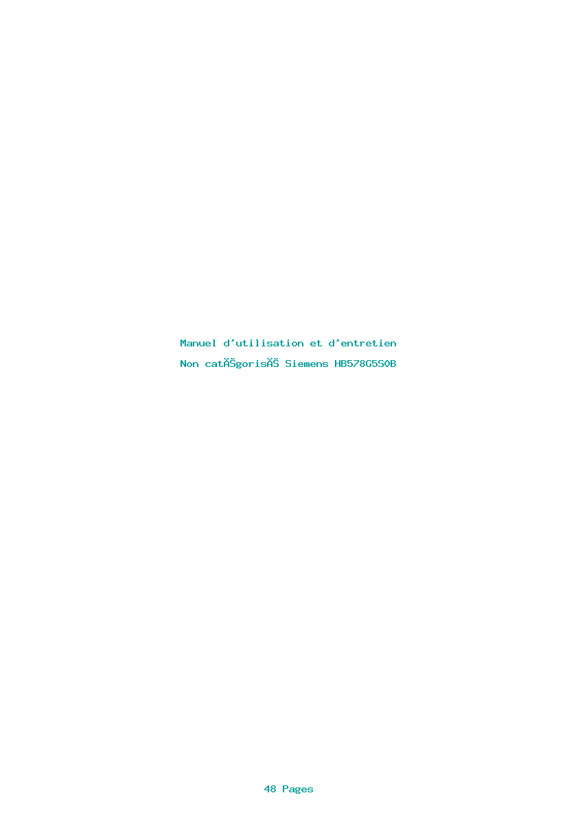 Page 1 de la notice Manuel d'utilisation et d'entretien Siemens HB578G5S0B