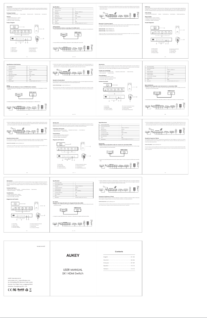 Página 1 del manual Manual de usuario Aukey HA-H07