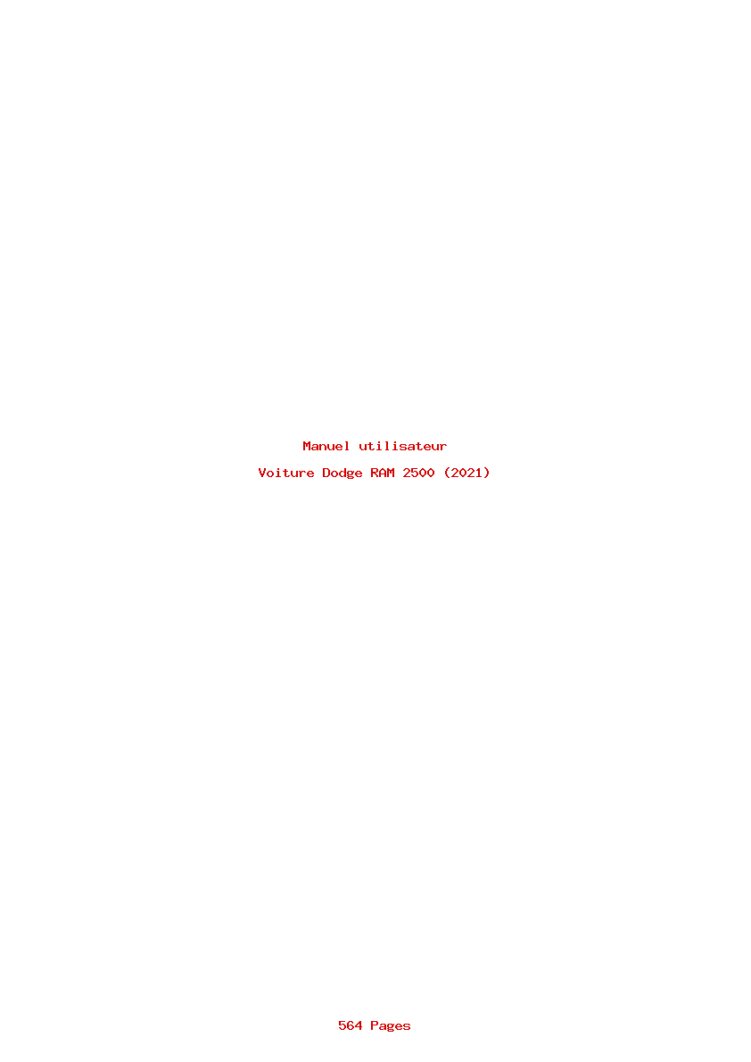 Page 1 de la notice Manuel utilisateur Dodge RAM 2500 (2021)