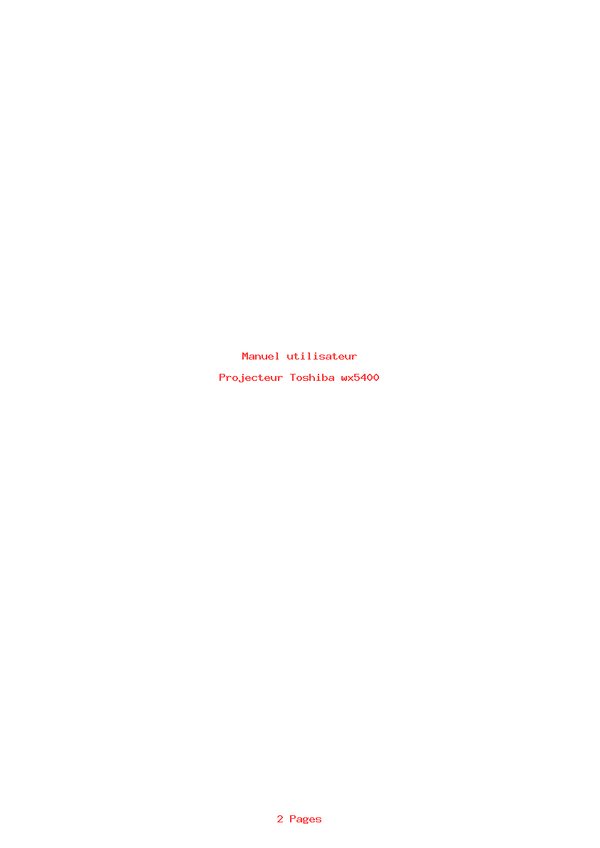Page 1 de la notice Manuel utilisateur Toshiba wx5400