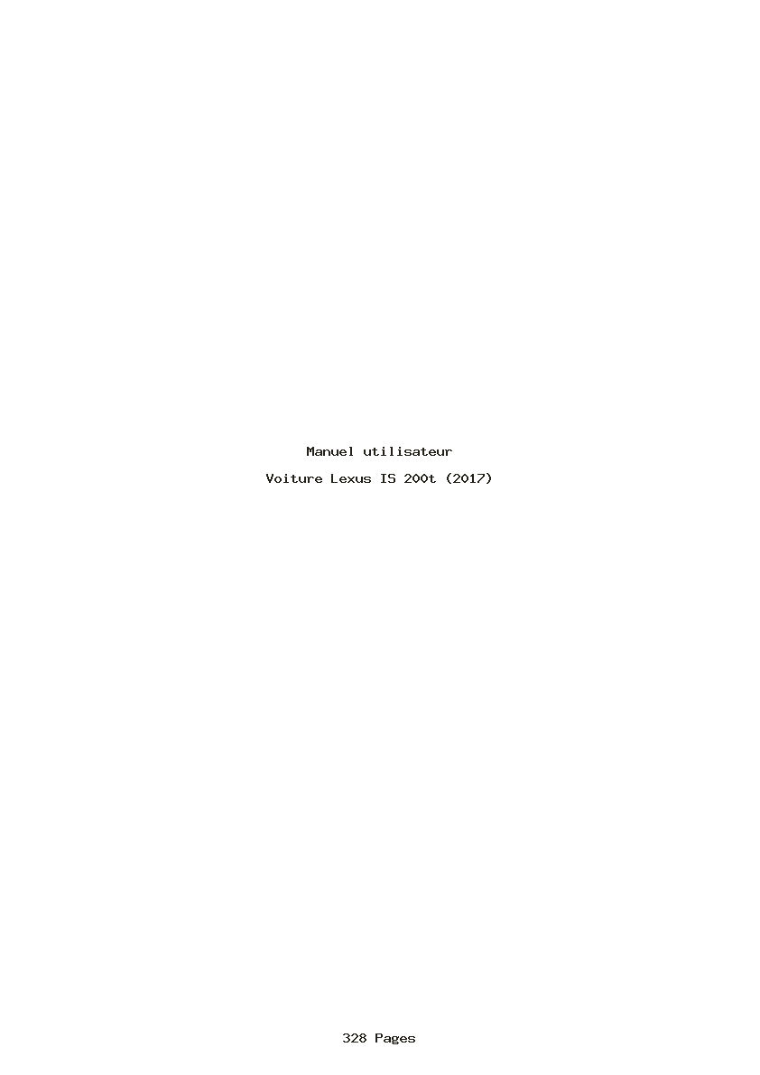 Page 1 de la notice Manuel utilisateur Lexus IS 200t (2017)