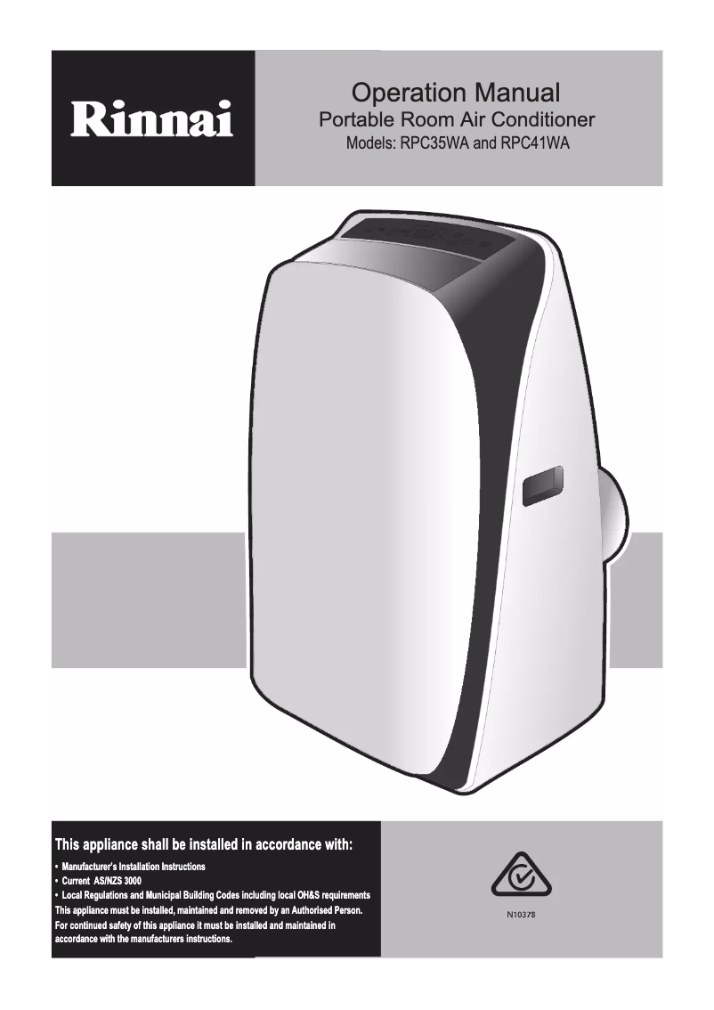 Página 1 del manual Manual de usuario Rinnai RPC41WA