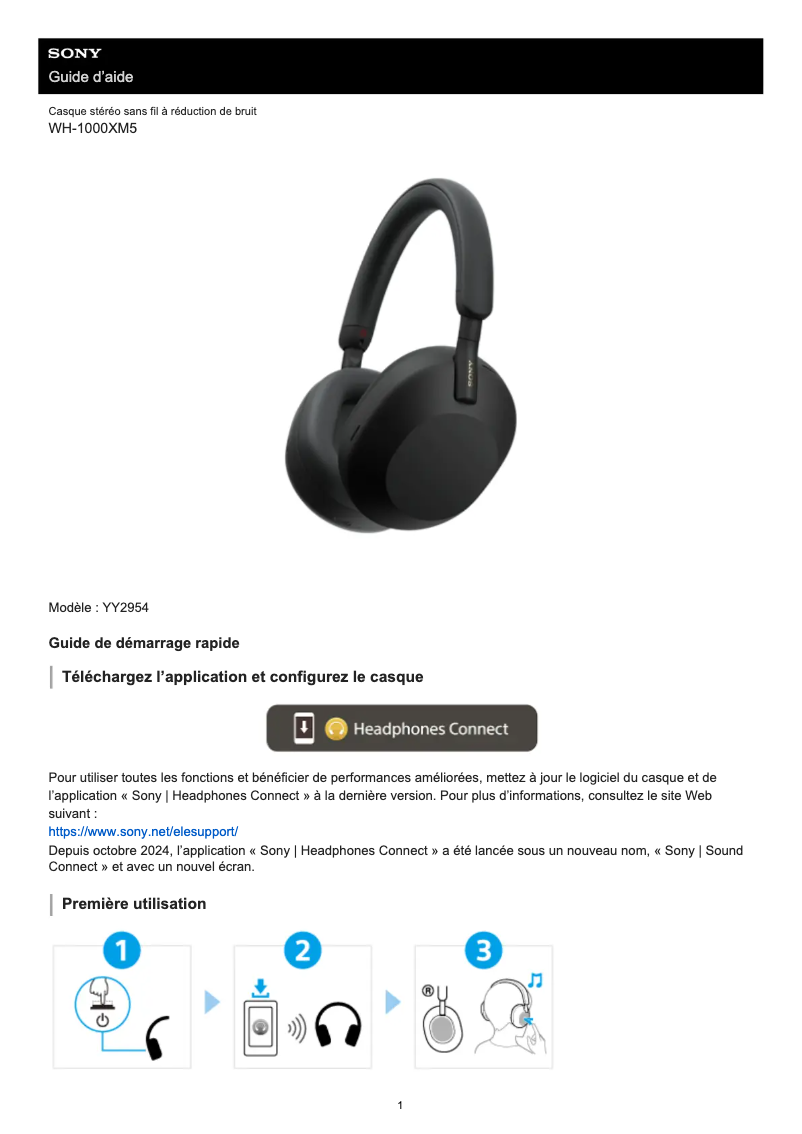 Page n°1 - Manuel utilisateur Sony WH-1000XM5