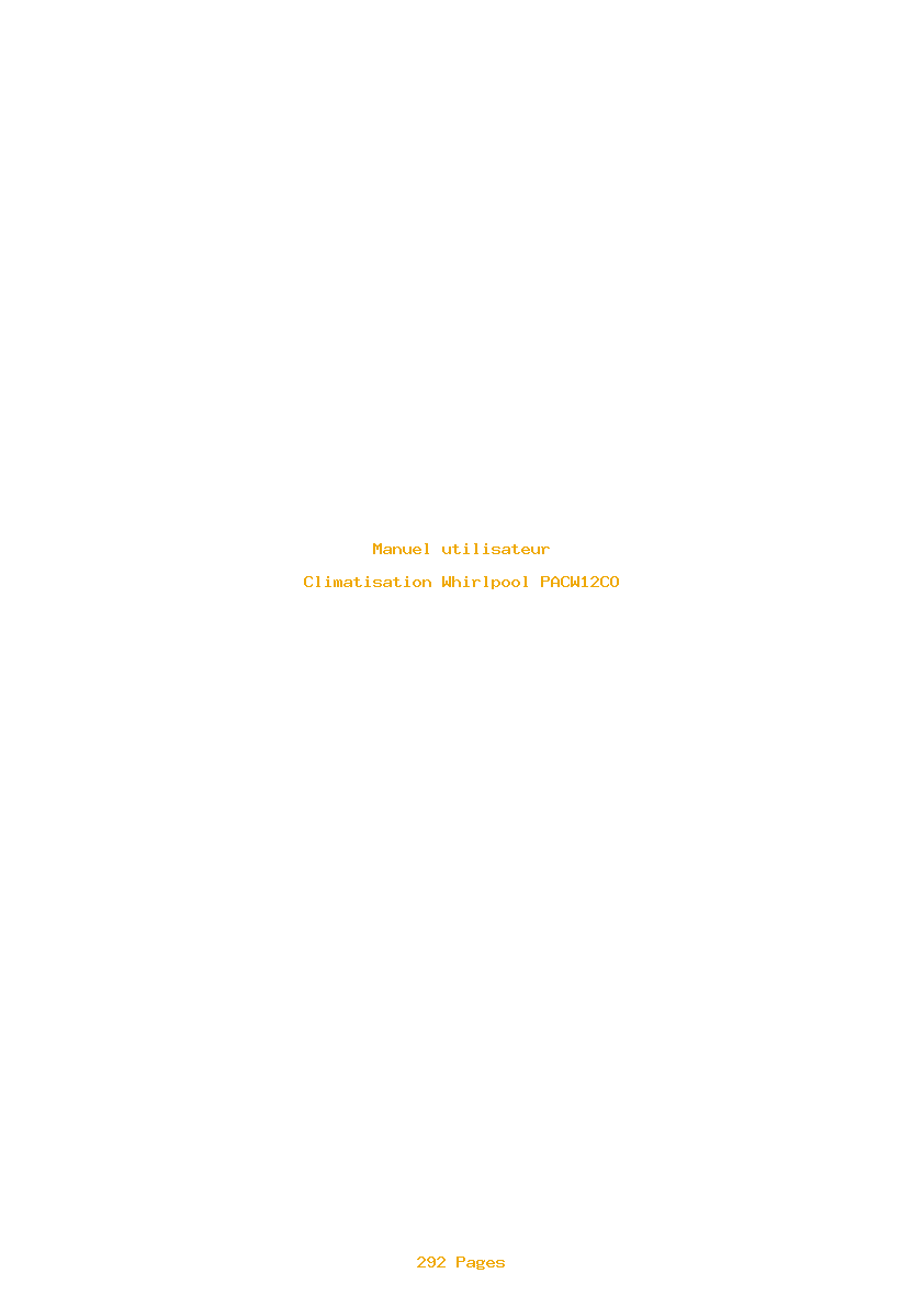 Page 1 de la notice Manuel utilisateur Whirlpool PACW12CO