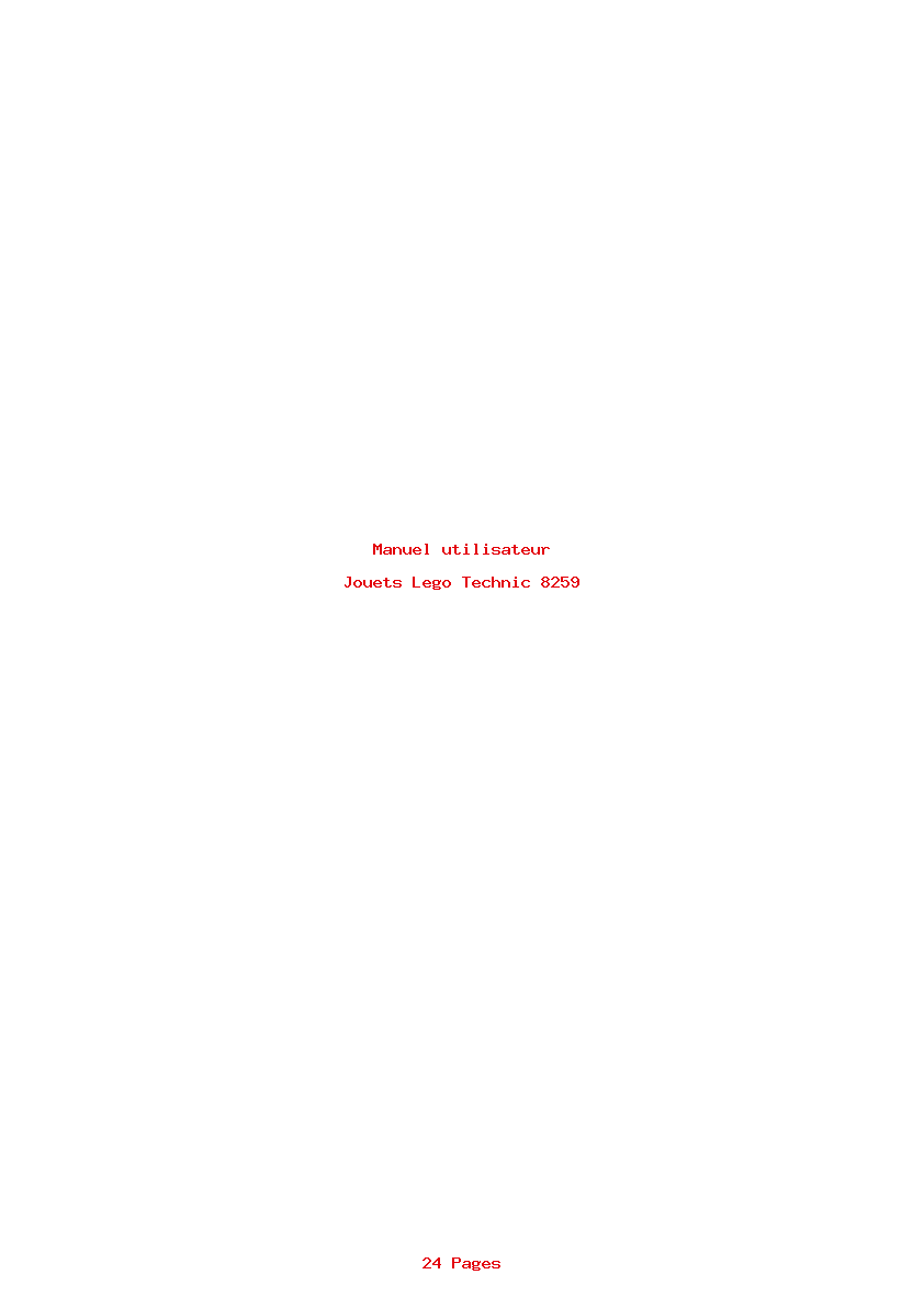 Page 1 de la notice Manuel utilisateur Lego Technic 8259