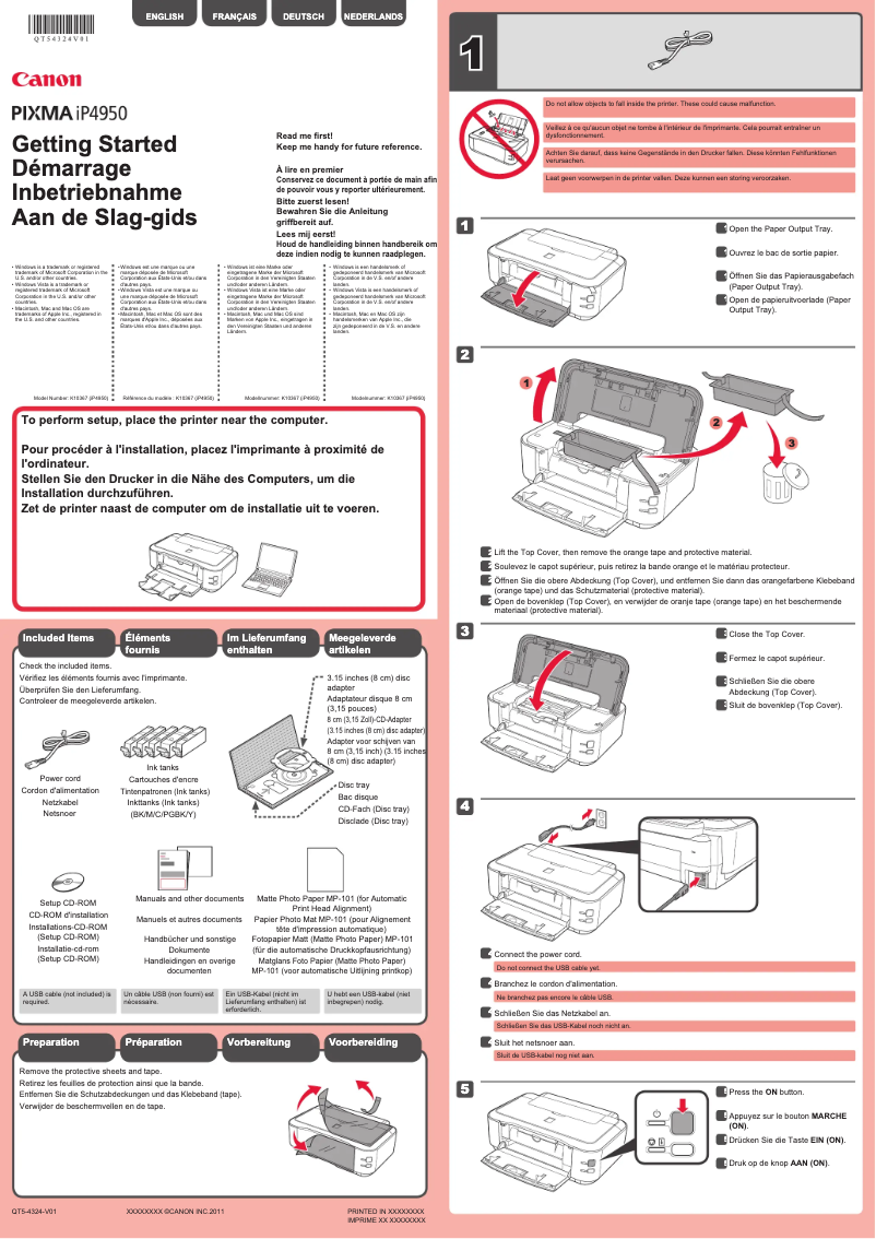 Page 1 de la notice Manuel utilisateur Canon PIXMA iP4940