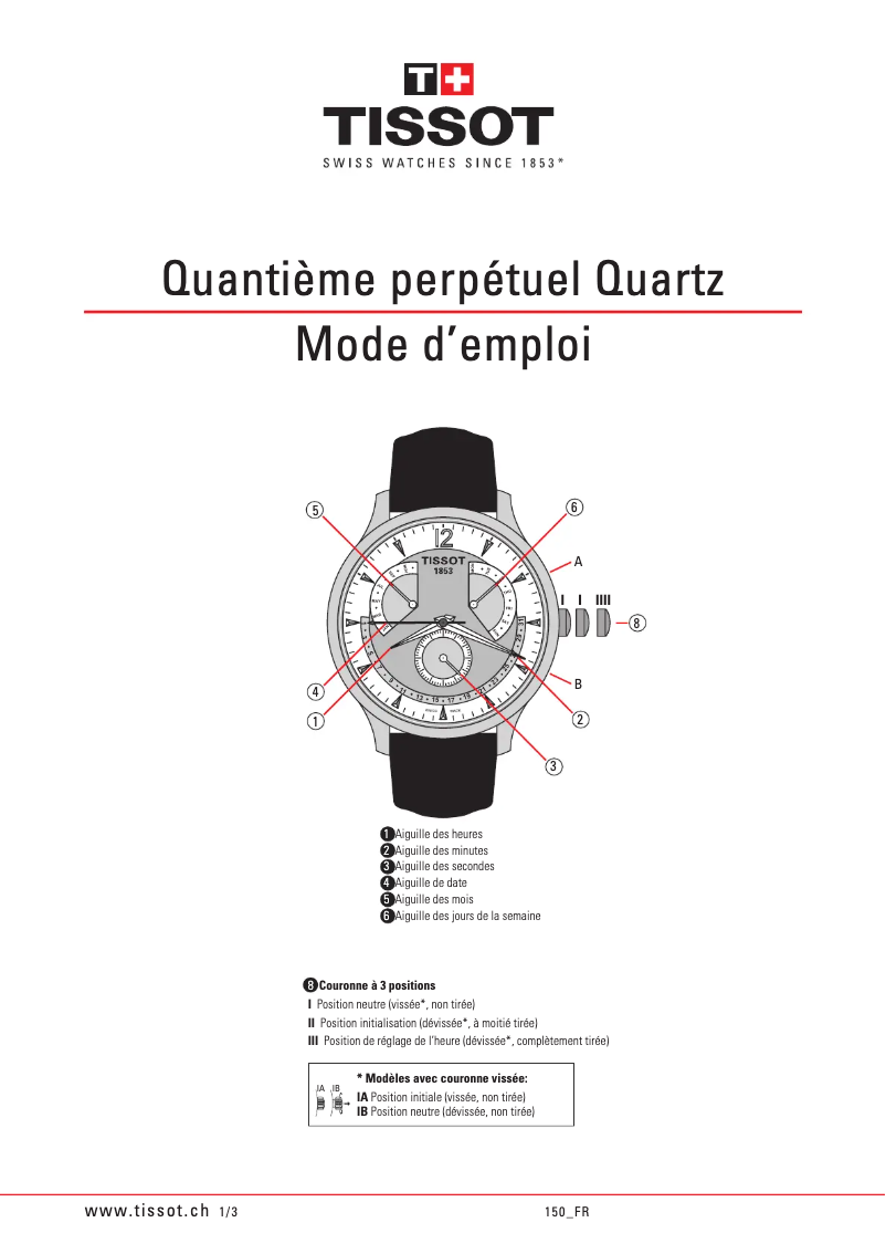 Page 1 de la notice Manuel utilisateur Tissot Seastar 1000 Powermatic 80