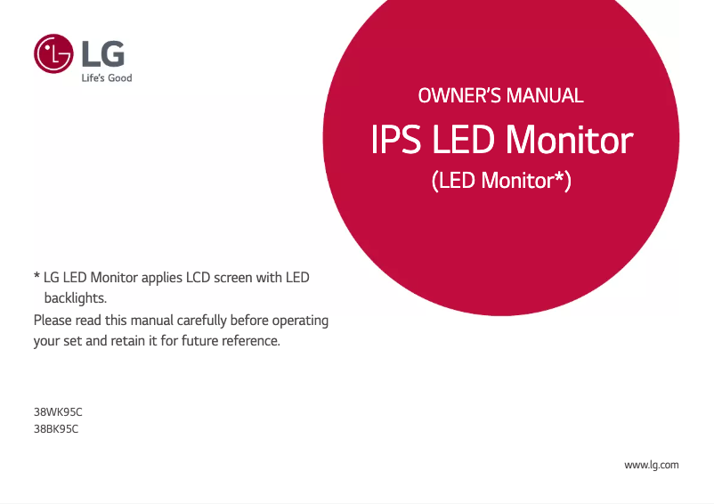 Page 1 de la notice Manuel utilisateur LG Ultrawide 38BK95C