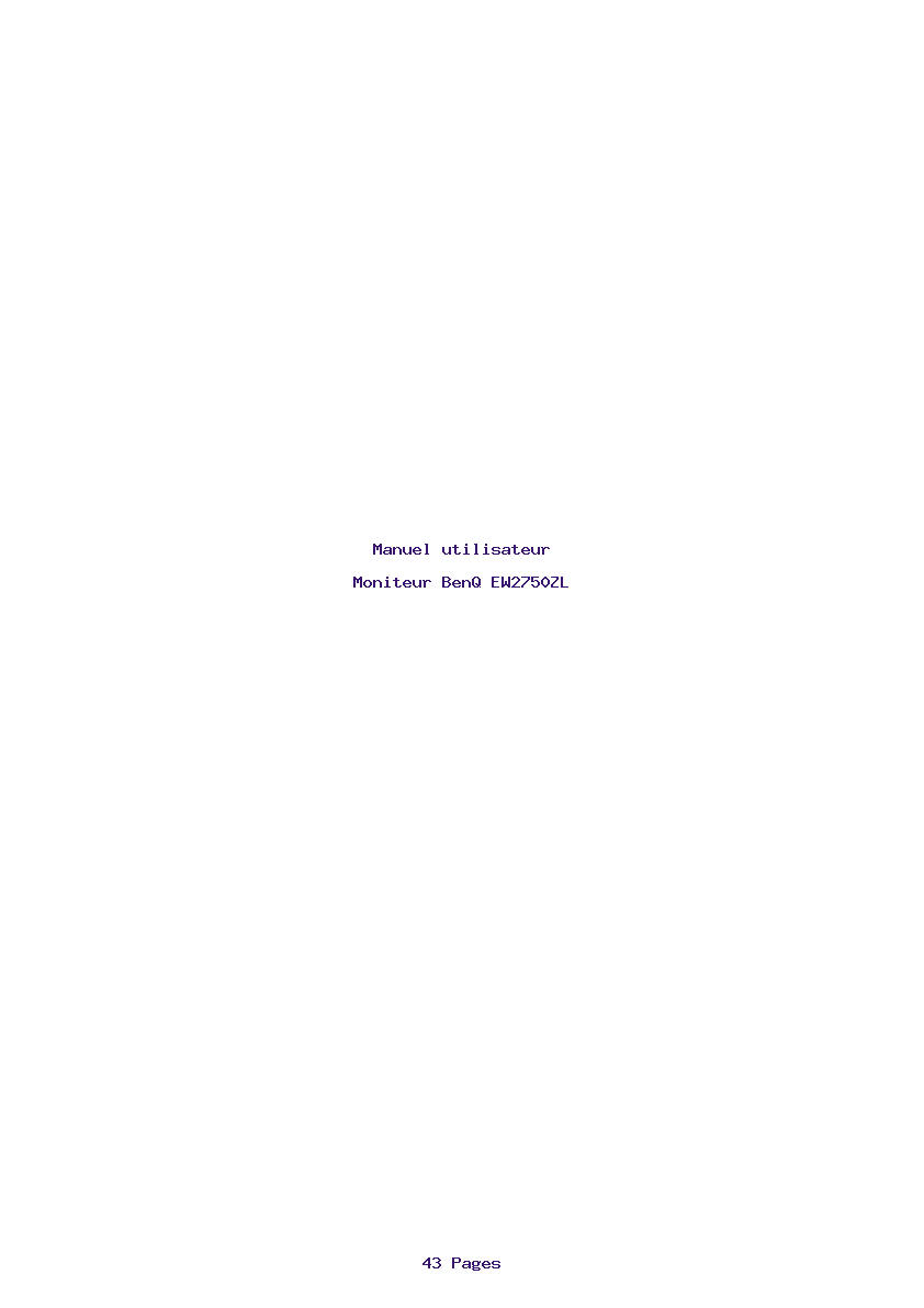 Page 1 de la notice Manuel utilisateur BenQ EW2750ZL
