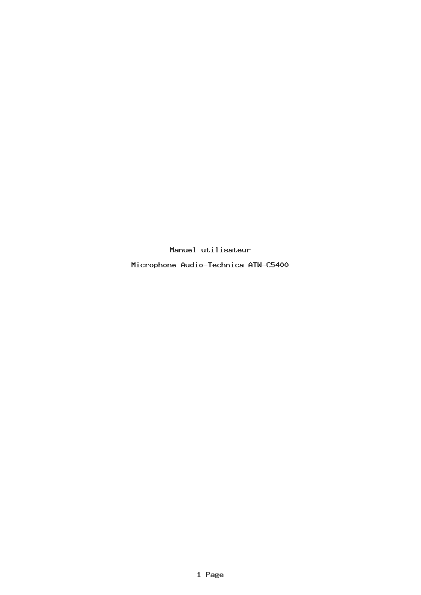 Page 1 de la notice Manuel utilisateur Audio-Technica ATW-C5400