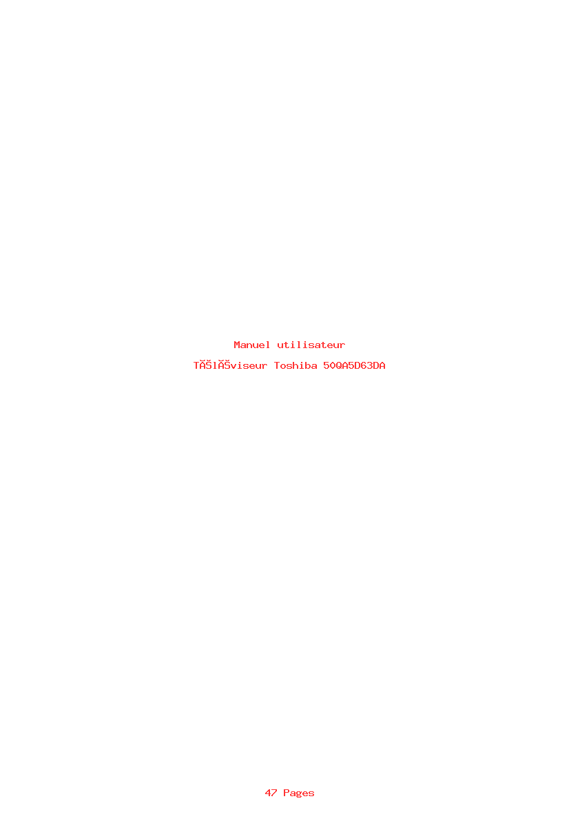Page 1 de la notice Manuel utilisateur Toshiba 50QA5D63DA