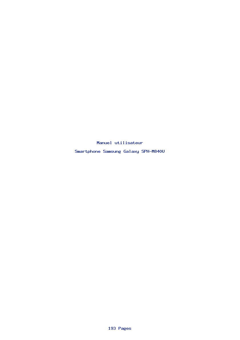 Page 1 de la notice Manuel utilisateur Samsung Galaxy SPH-M840U