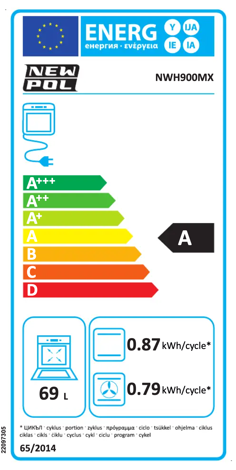 Page 1 of the manual Energy Label New Pol NWH900MX