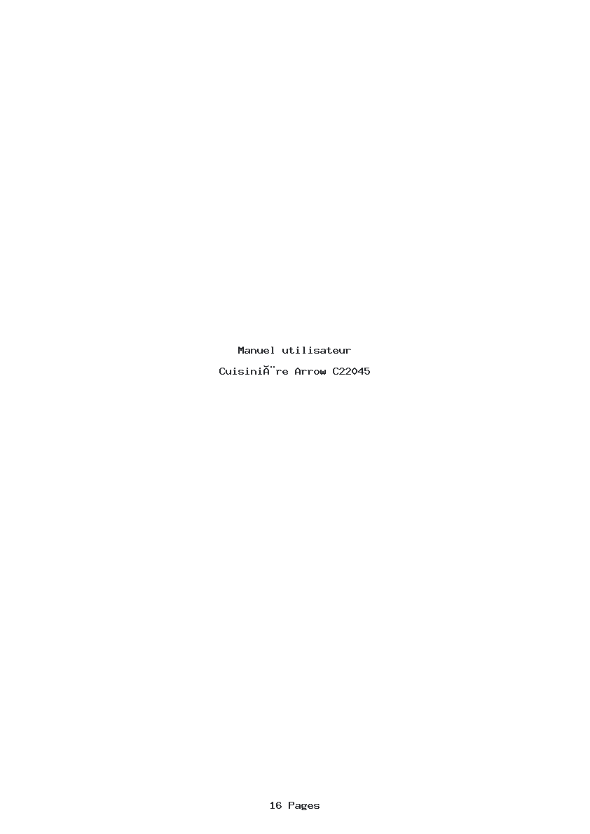 Page 1 de la notice Manuel utilisateur Arrow C22045