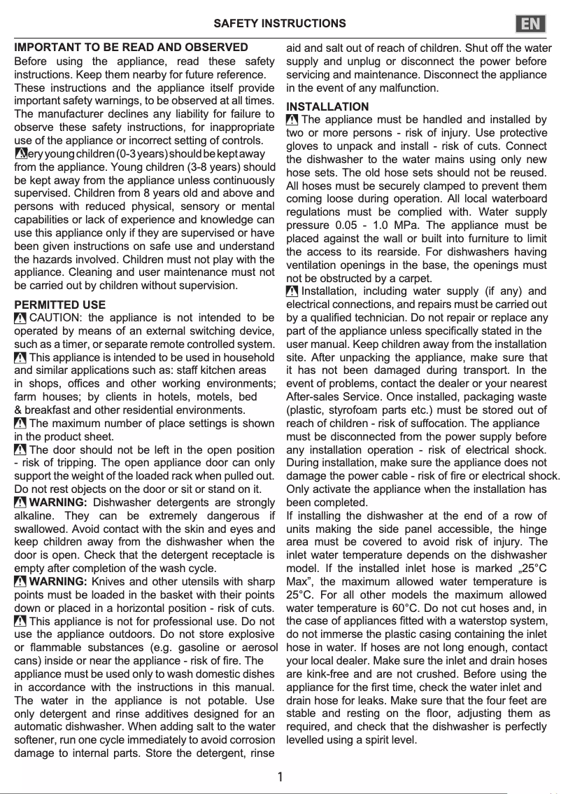 Página 1 del manual Guía de instalación Hotpoint HFC 3C32 WX