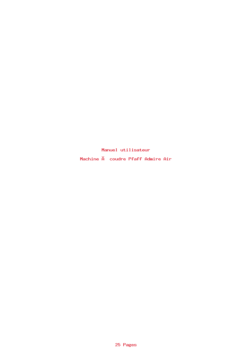 Page 1 de la notice Manuel utilisateur Pfaff Admire Air