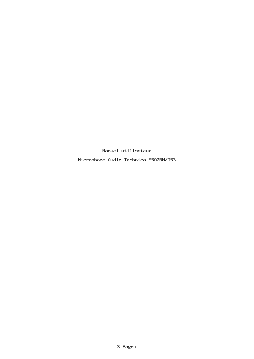 Page 1 de la notice Manuel utilisateur Audio-Technica ES925H/DS3