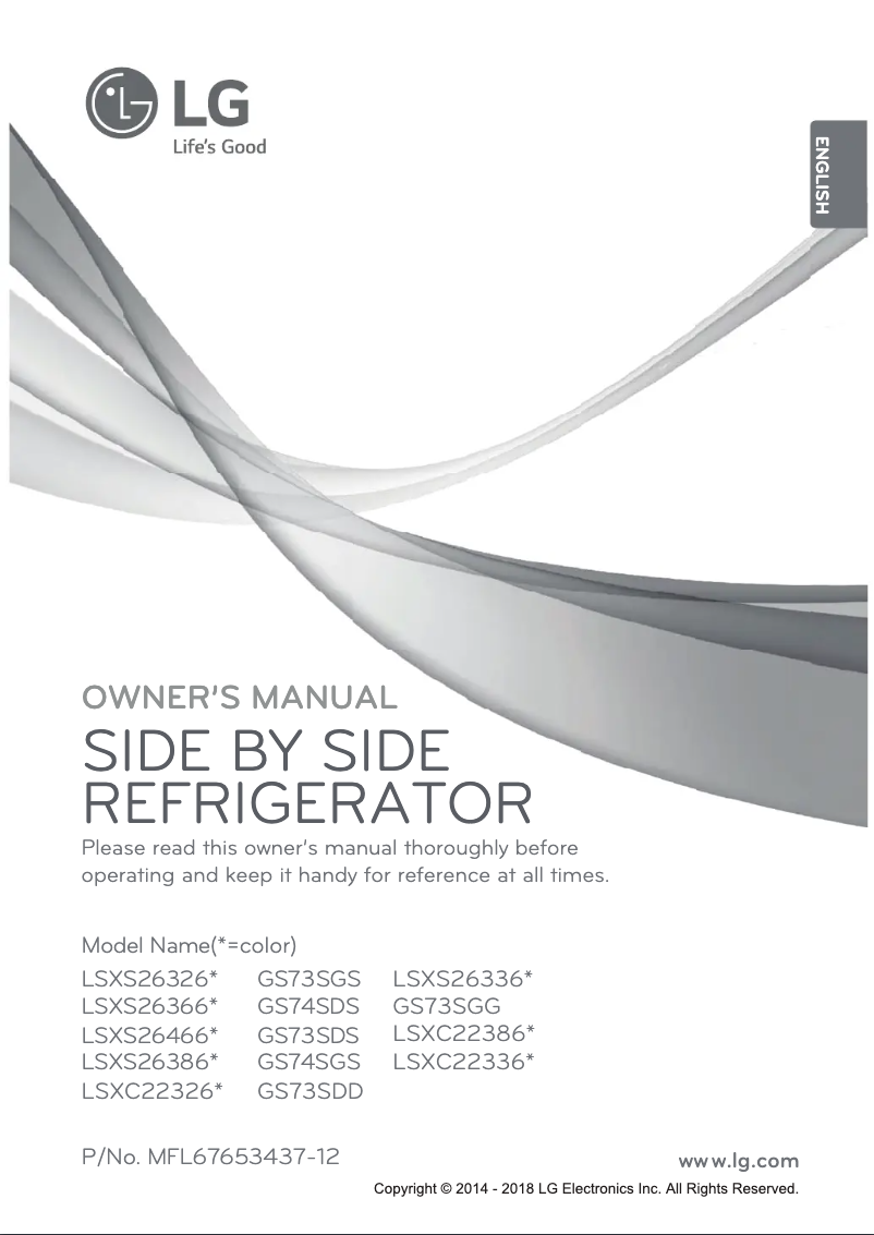 Page 1 de la notice Manuel utilisateur LG LSXS26336V