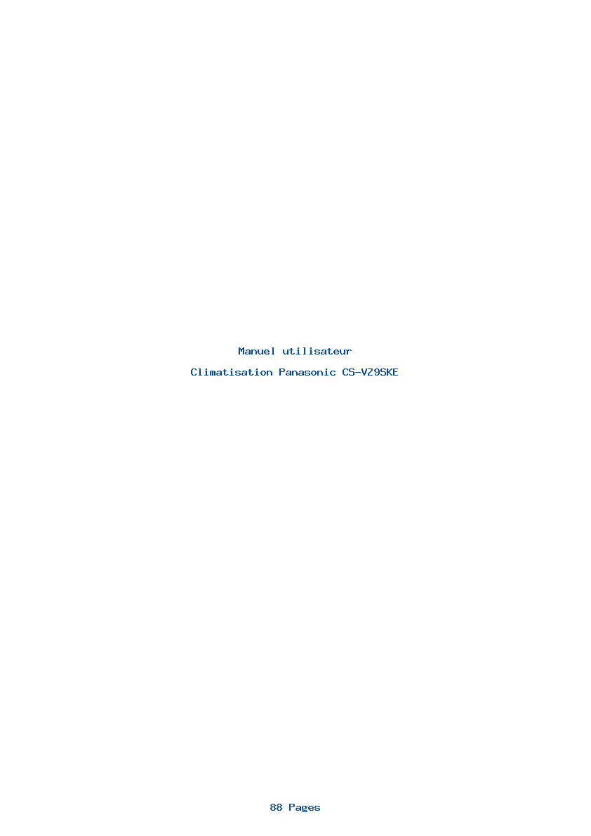 Page 1 de la notice Manuel utilisateur Panasonic CS-VZ9SKE