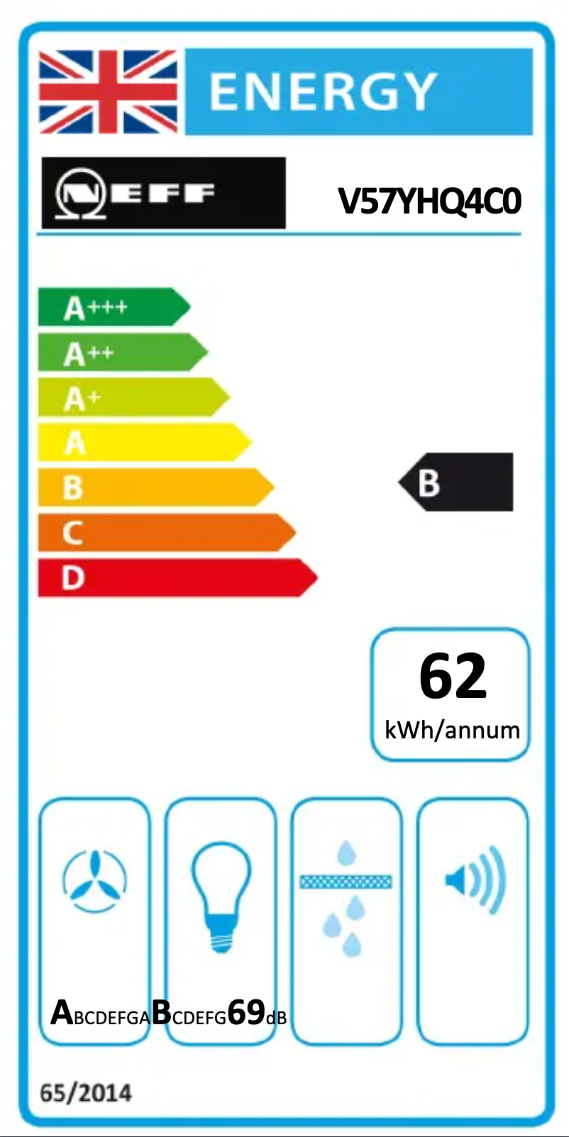 Page 1 de la notice Label énergétique Neff V57YHQ4C0