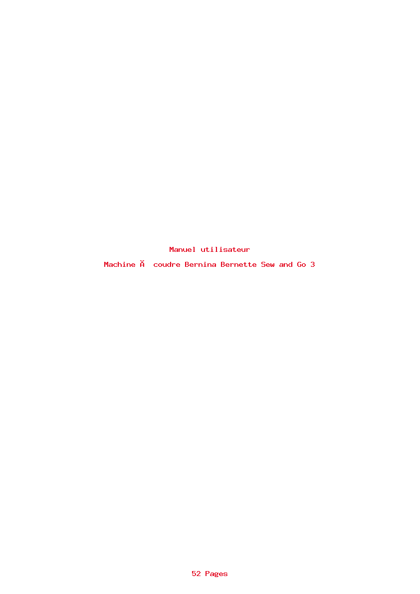 Page 1 de la notice Manuel utilisateur Bernina Bernette Sew and Go 3
