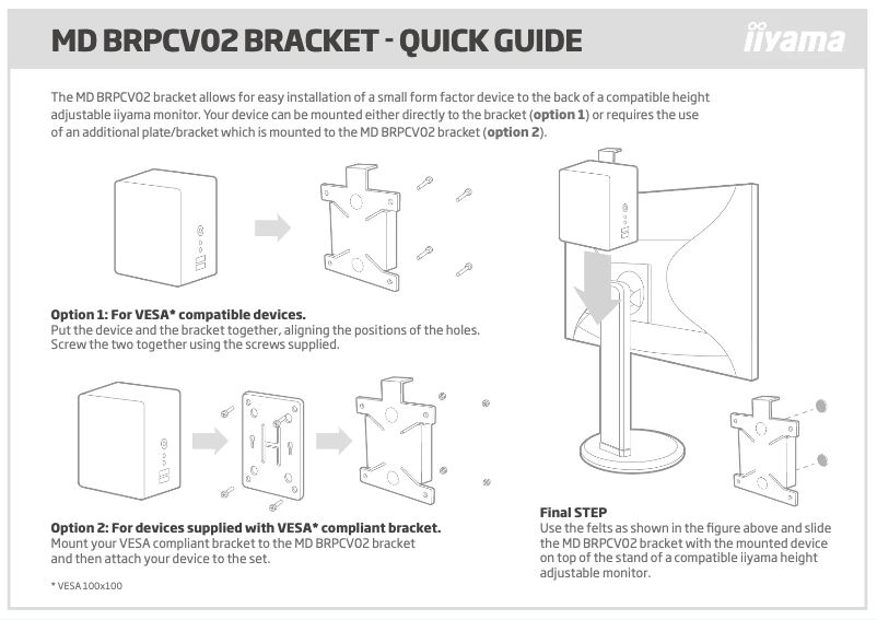 Page 1 de la notice Manuel utilisateur Iiyama MD BRPCV03