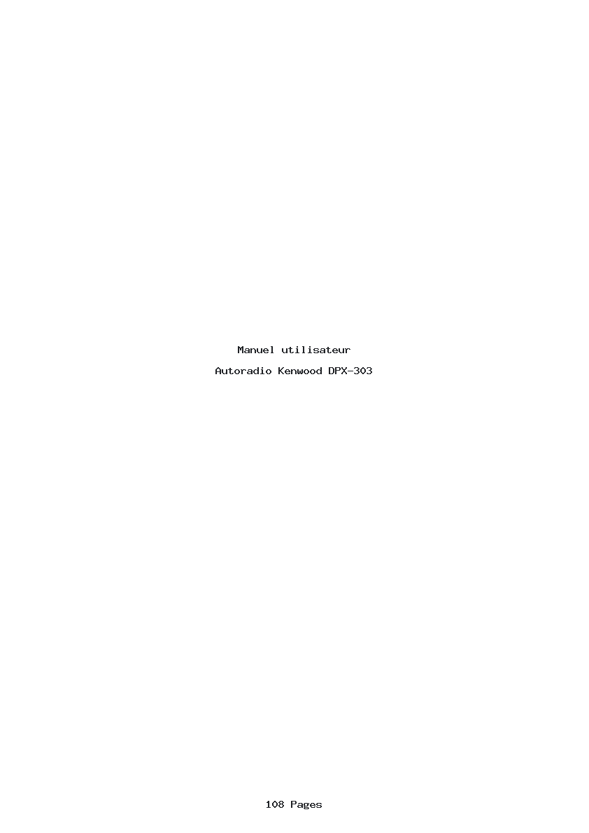 Page 1 de la notice Manuel utilisateur Kenwood DPX-303