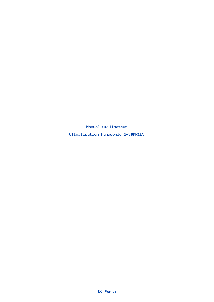 Page 1 de la notice Manuel utilisateur Panasonic S-36MR1E5