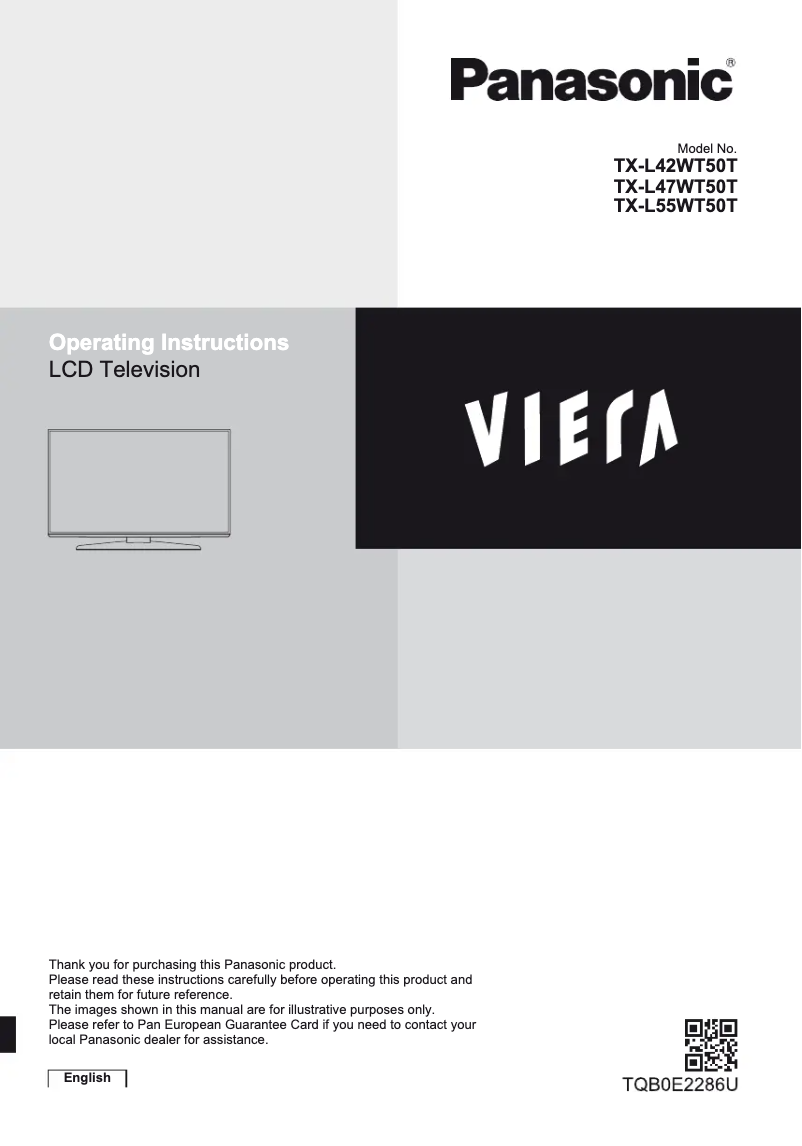 Page 1 de la notice Manuel utilisateur Panasonic Viera TX-L42WT50T