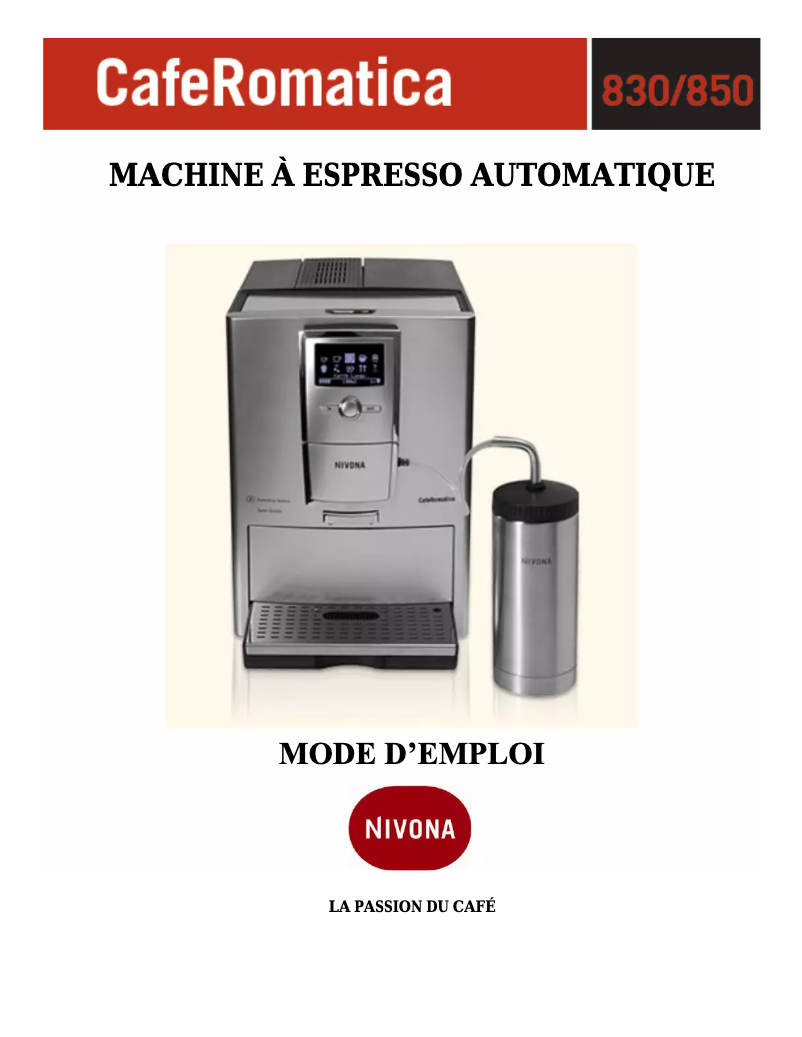 Página 1 del manual Manual de usuario Nivona CafeRomatica 850