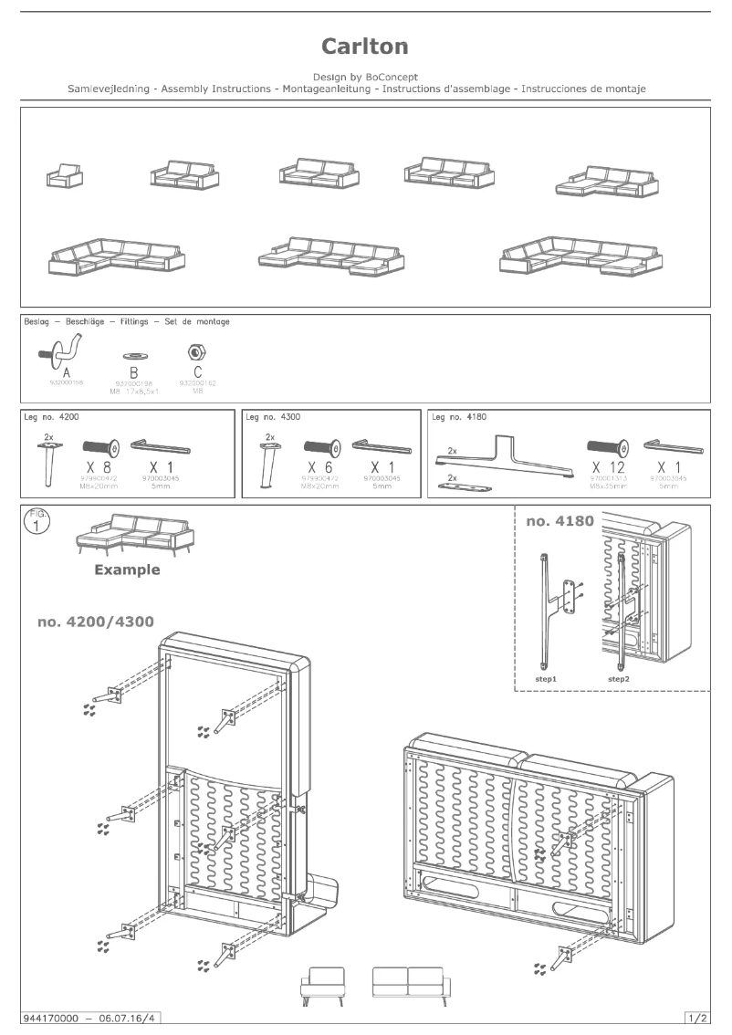 Page 1 de la notice Manuel utilisateur BoConcept Carlton