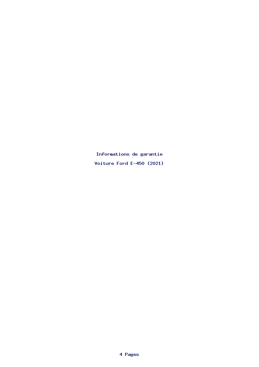 Page 1 de la notice Informations de garantie Ford E-450 (2021)