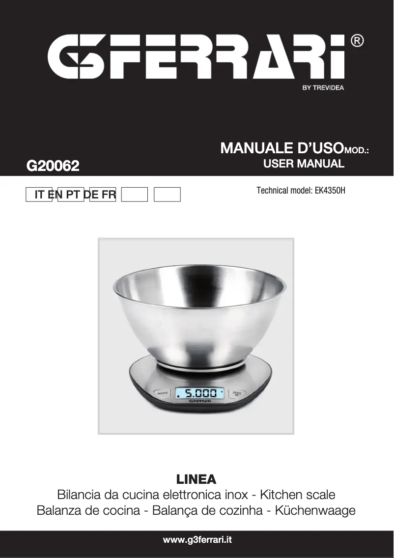 Page 1 de la notice Manuel utilisateur G3 Ferrari Linea G20062