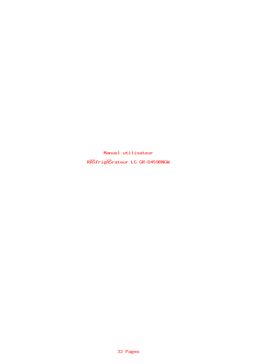 Page 1 de la notice Manuel utilisateur LG GR-D459BNGW
