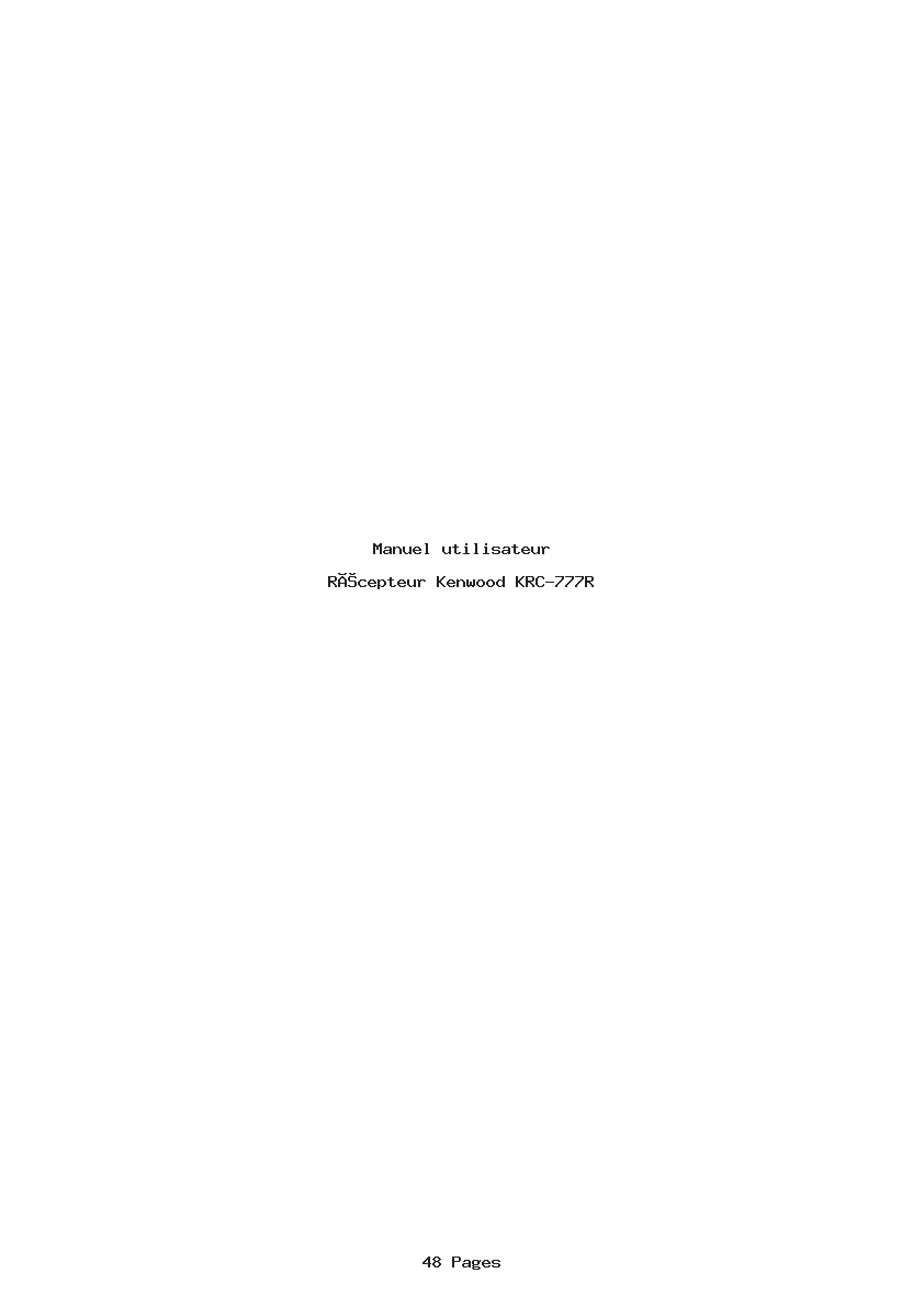 Page 1 de la notice Manuel utilisateur Kenwood KRC-777R