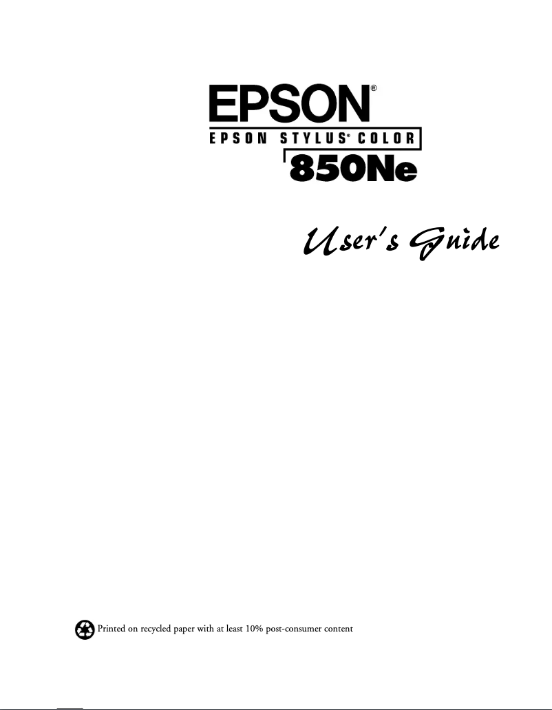 Page 1 de la notice Manuel utilisateur Epson Stylus Color 850Ne
