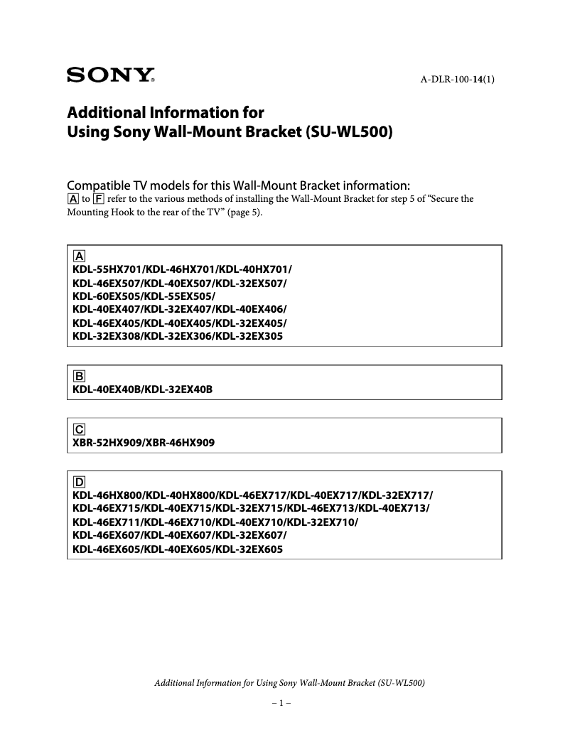 Page 1 de la notice Mode d'emploi Sony KDL-55HX700