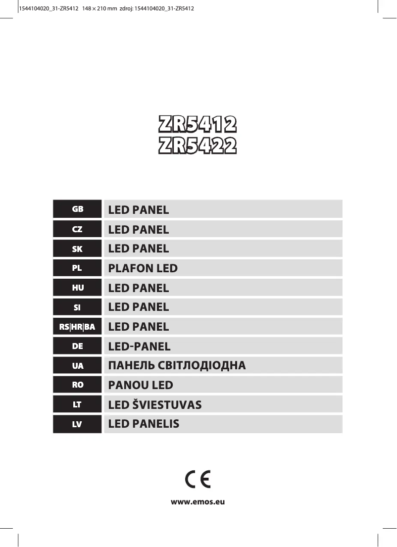Page 1 de la notice Manuel utilisateur Emos ZR5412
