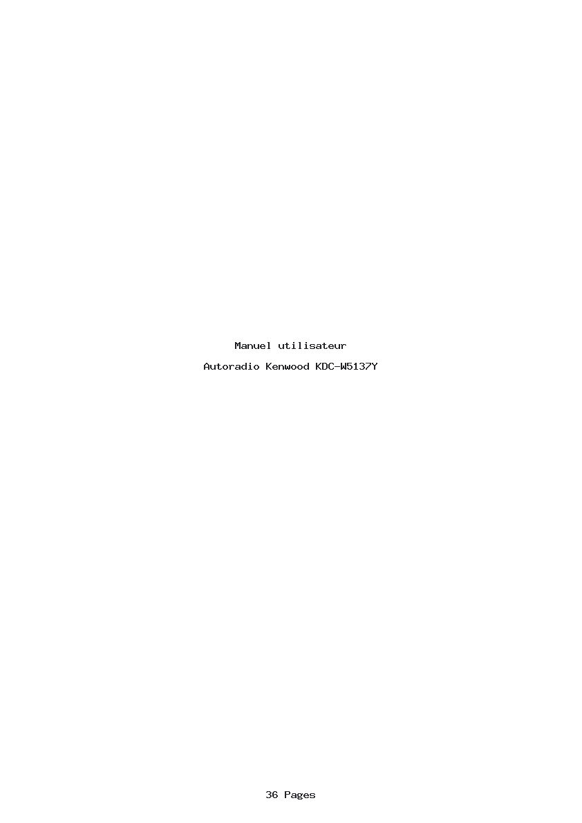 Page 1 de la notice Manuel utilisateur Kenwood KDC-W5137Y